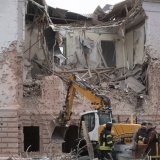 La ville de Soumy, proche de la frontière russe, est régulièrement bombardée par les forces russes (archives). KEYSTONE/AP/VOLODYMYR HORDIIENKO
